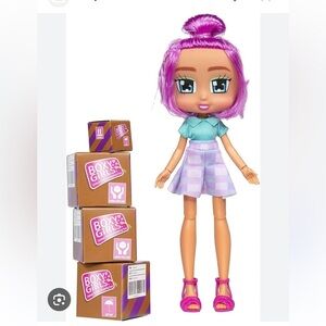 Boxy Girl Pink Hair Berkley Intellectual Doll (8”) with 4 shipping boxes